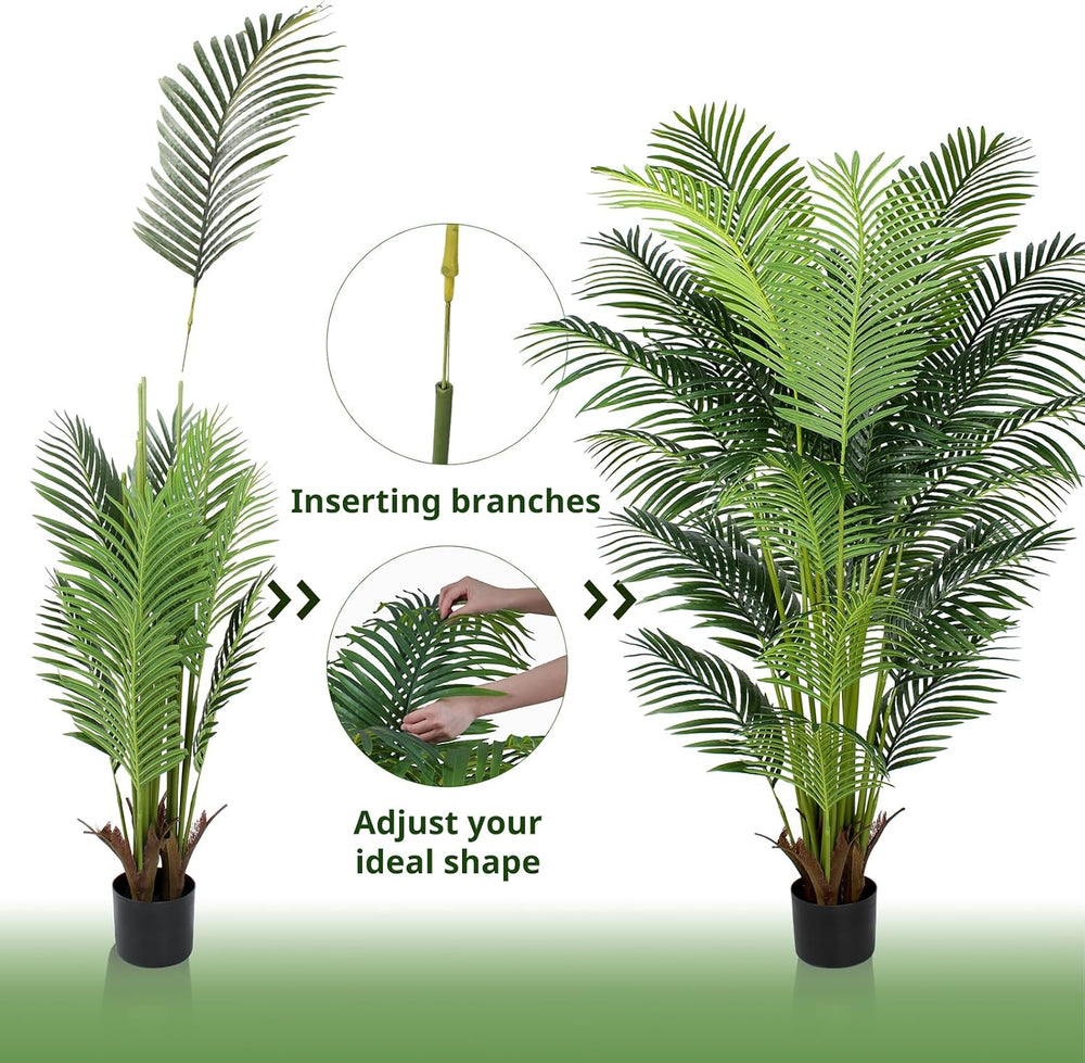 YEPDIN 6 Ft Artificial Tropical Palm Tree With 24 Removable Leaves - Large Fa...
