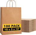RACETOP Large Brown Kraft Paper Bags 100 Pack 10x5x13 in with Handles
