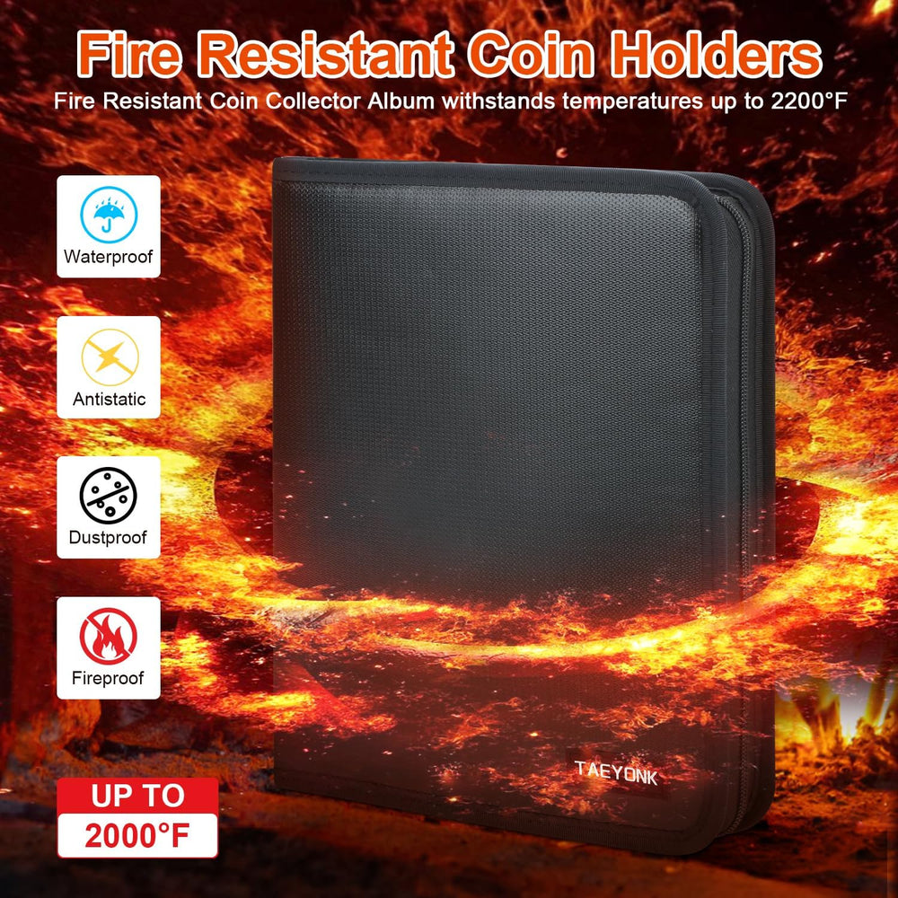 Coin Collection Book Holder for Collectors, 520 Pockets Fireproof Coins Colle...