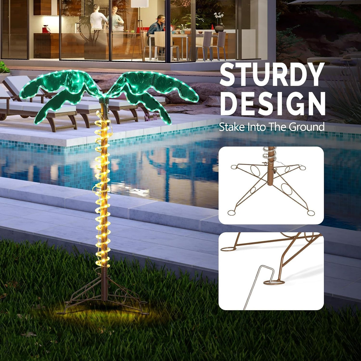 vingli 4ft lighted palm tree christmas tree, outdoor shown in use