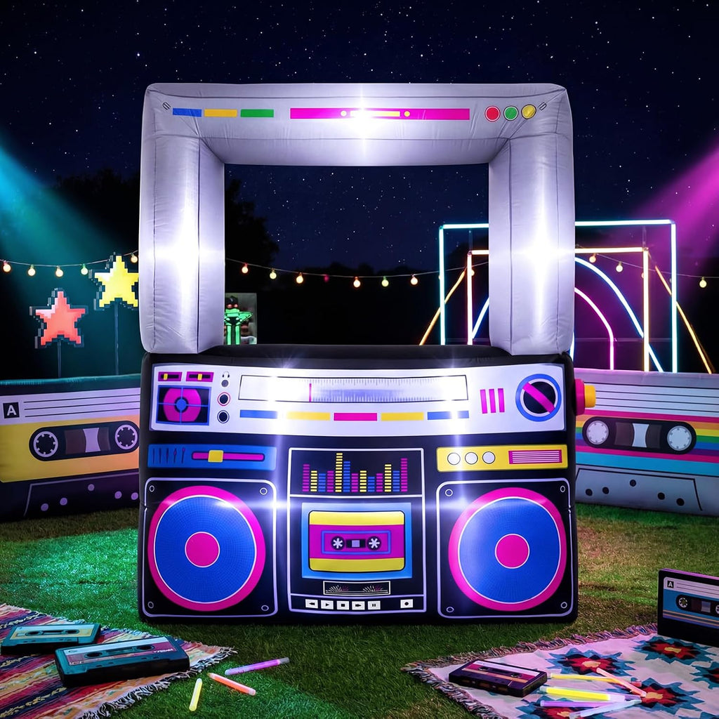 Soulchen 6x5 Ft Inflatable Radio Boombox LED Lights Blower 90s Party