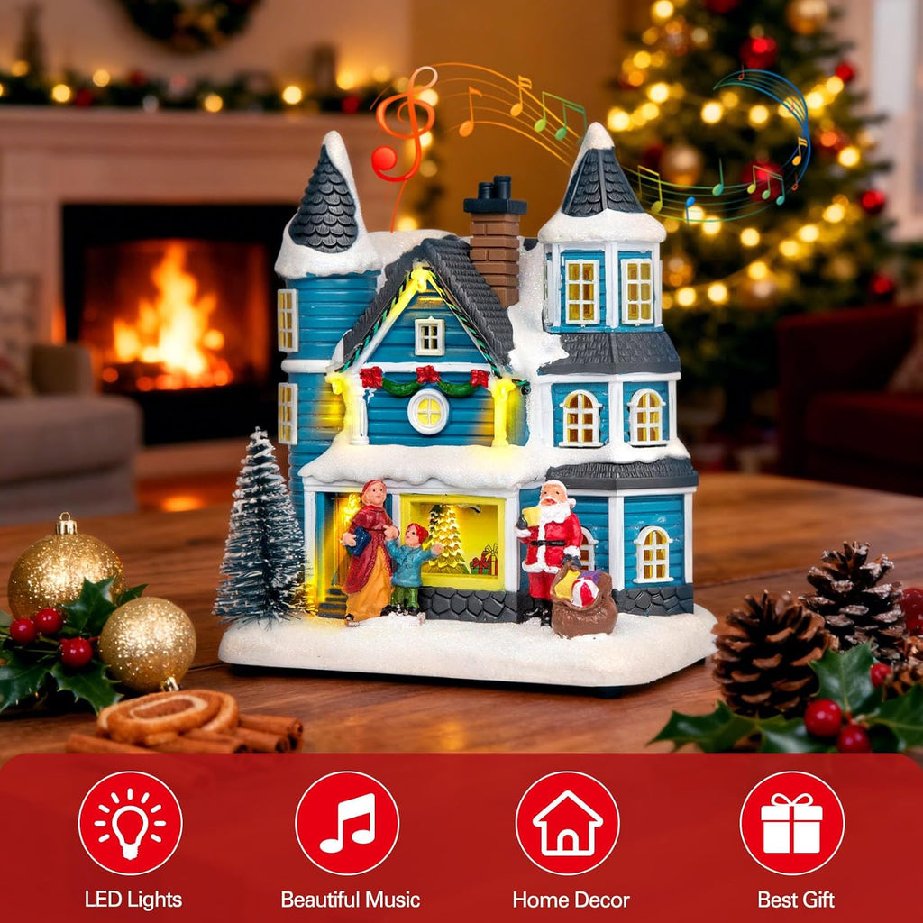 7.4" LED Lighted Christmas Collectible Building with Light & Music Modes