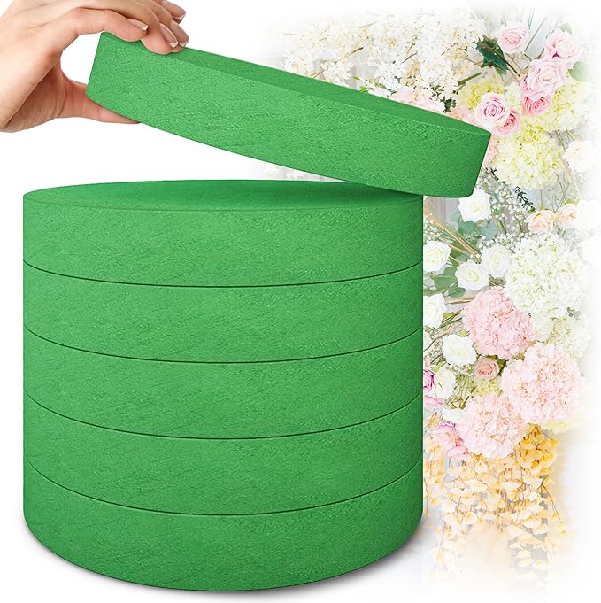 Max Shape Round Floral Foam Blocks,Large Dry Floral Foam for Artificial Flowers,Craft Project,Wedding Aisle Flowers,Arty Decoration 6 Pack (9.84'')