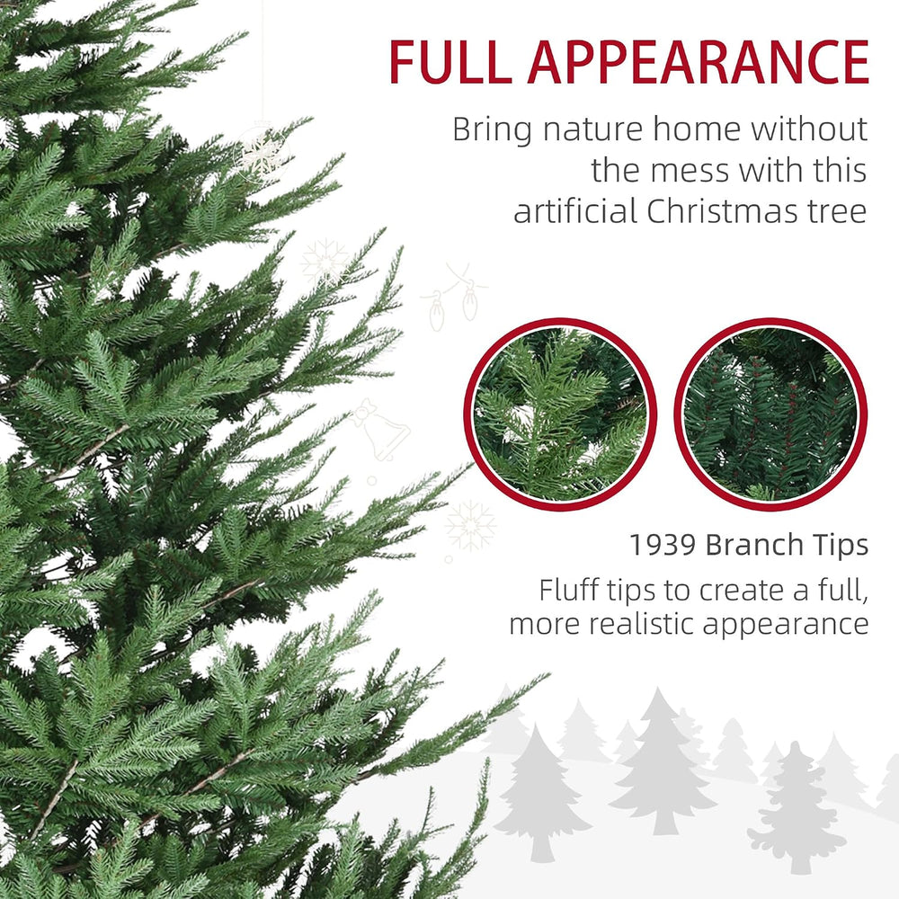 HOMCOM 9 Foot Artificial Christmas Tree, Pine Hinged Xmas Tree with 1939 Real...