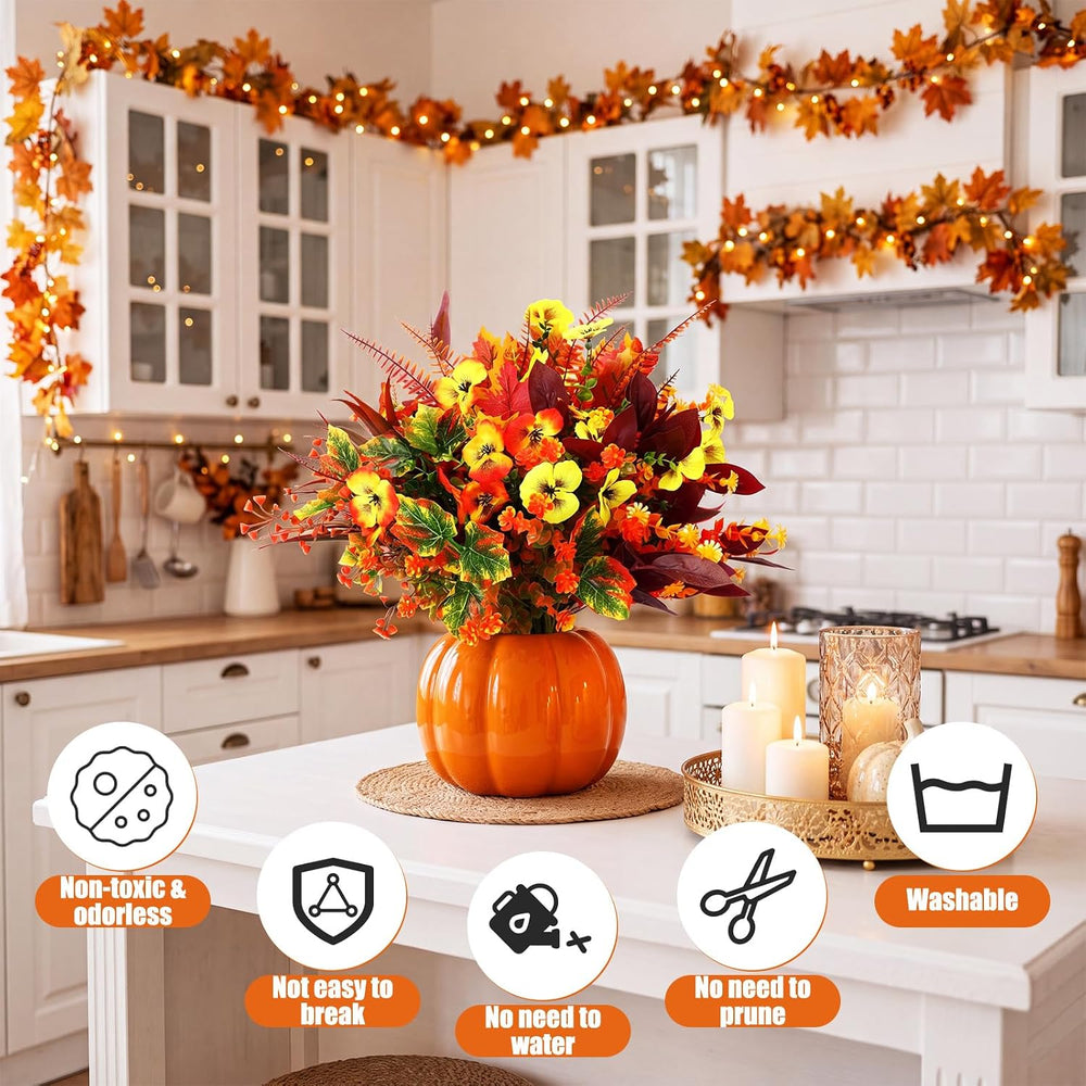 60 Bundles Outdoor Artificial Fall Flowers Bulk,Autumn,Colorful