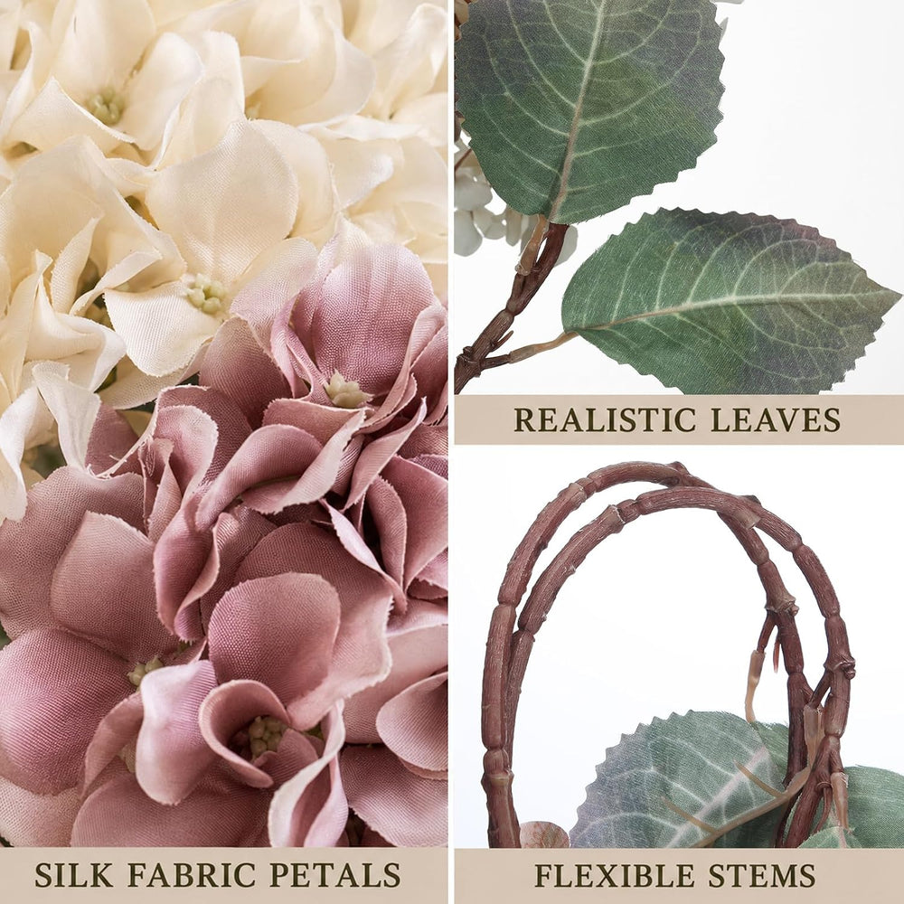 12 Pcs Fall Hydrangea Flowers Artificial Silk Pick for Wreath Vase