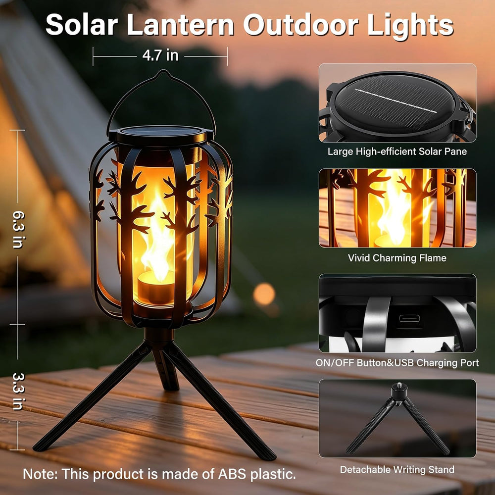 Halloween Solar Lanterns Outdoor 4Packs 4 Lighting Modes USB-C Rechargeable