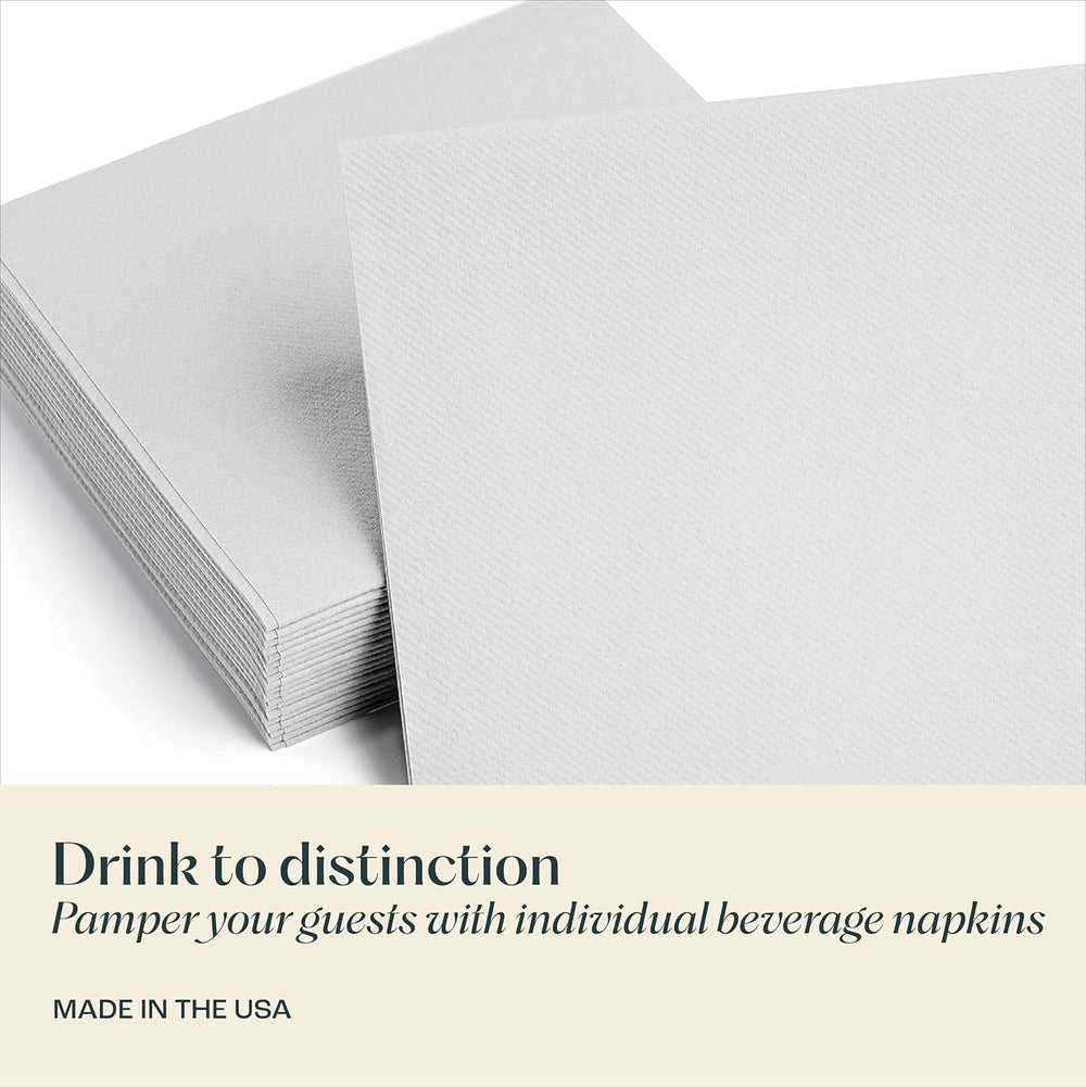 200 Linen-Feel Beverage Napkins - Disposable Cocktail Napkins, Made In USA - ...