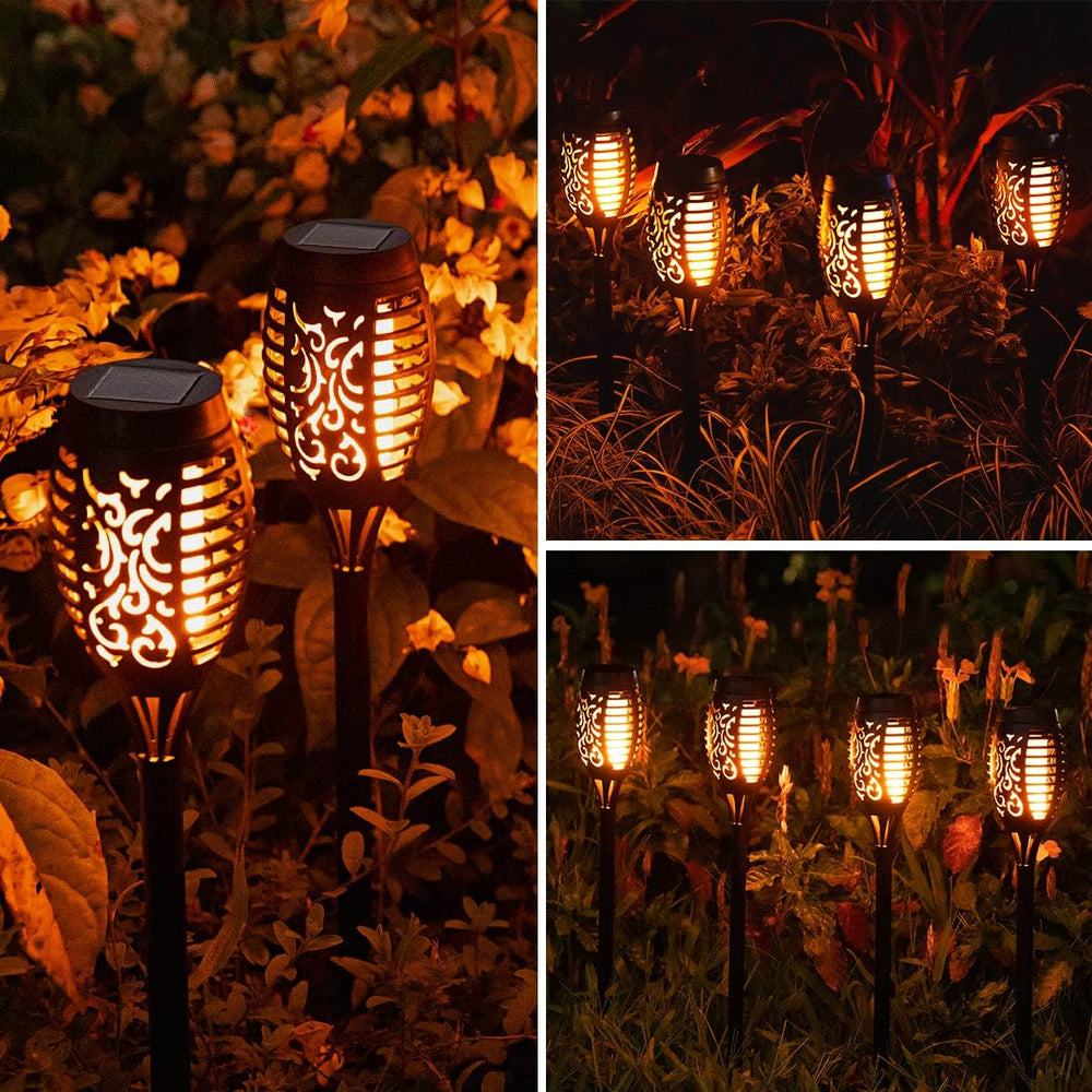 16Pack Solar Torch Light Outdoor Flickering Flame for Halloween Decorations