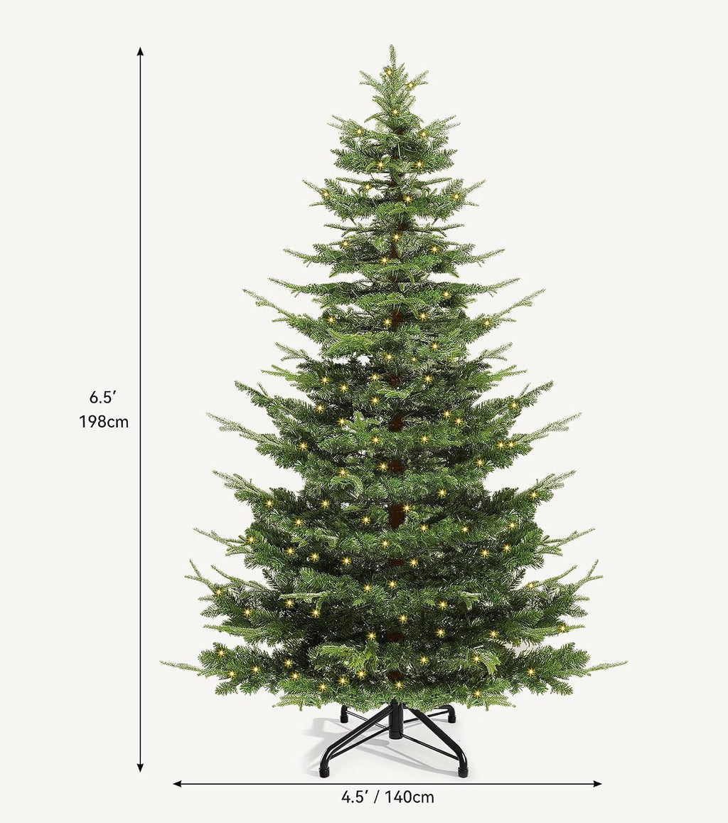 DWVO 6.5FT Prelit Iced Aspen Fir Artificial Christmas Tree with Remoter
