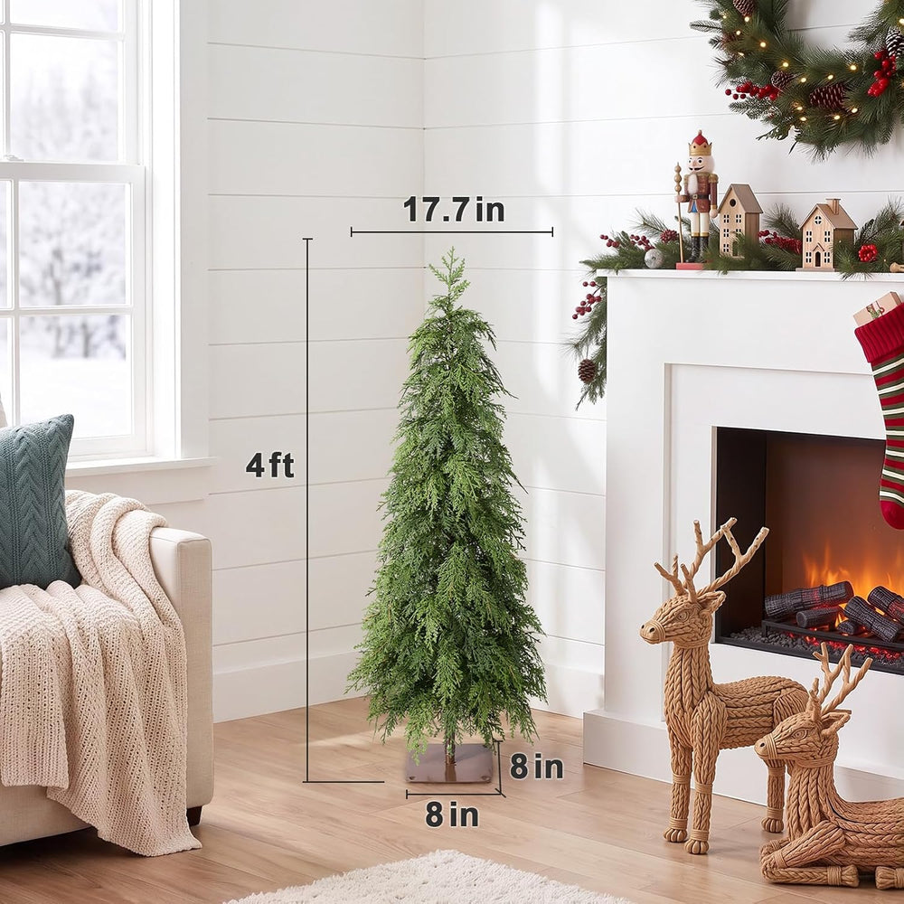 4Ft Artificial Skinny Christmas Tree, Unlit Slim Pencil Xmas Tree