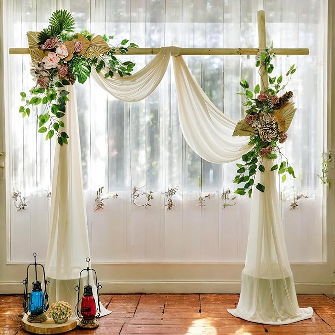 MDS Halloween Chiffon Draping Fabric - 2 Panel, 30" Wide x 40ft Long - Sheer Spooky Arbor & Canopy Drapery for Haunted House Backdrops, Party Ceilings, DIY Costumes & Themed Events - Champagne Gold (Pack of 2)