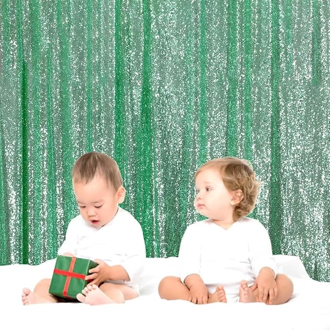 Eternal Beauty Mint Green Sequin Backdrop, 8x10 Ft Glitter Background Curtains for Shimmer Photography Party Wedding Birthday Back Drop Decor