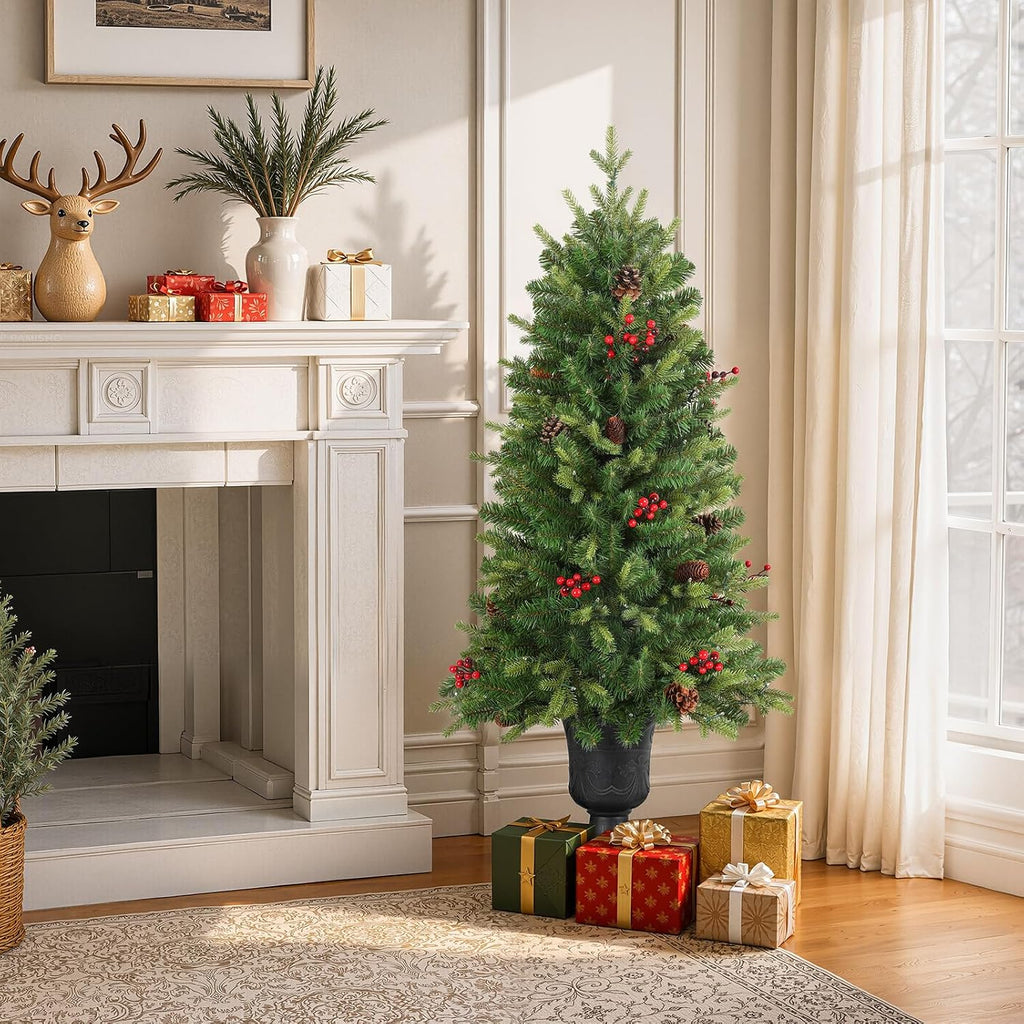 Alupssuc 4FT Prelit Plug-in Artificial Christmas Tree with Lights, 2 Pack