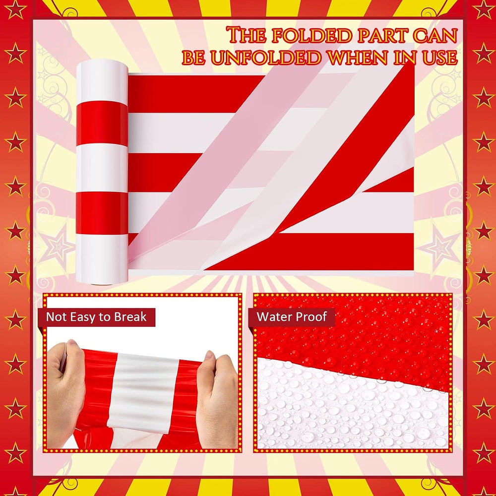Jecery 54 Inch x 100 ft Red and White Striped Tablecloth Party Decor