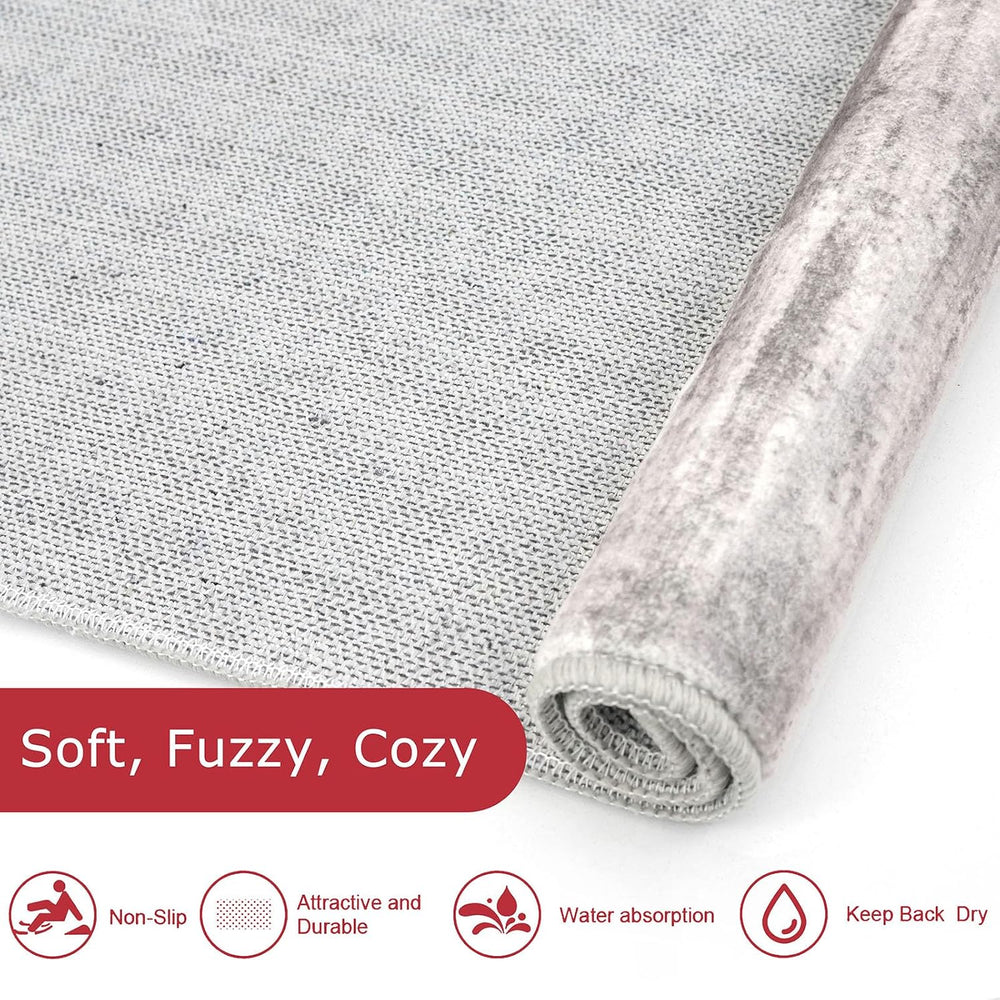 KOZYFLY Modern Kitchen Runner Rug 2x6 Washable Rug Runner Stone Gray