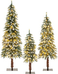 HAPPYGRILL Set of 3 Artificial Christmas Tree, 3' 4' 5' Pre-lit Xmas Tree