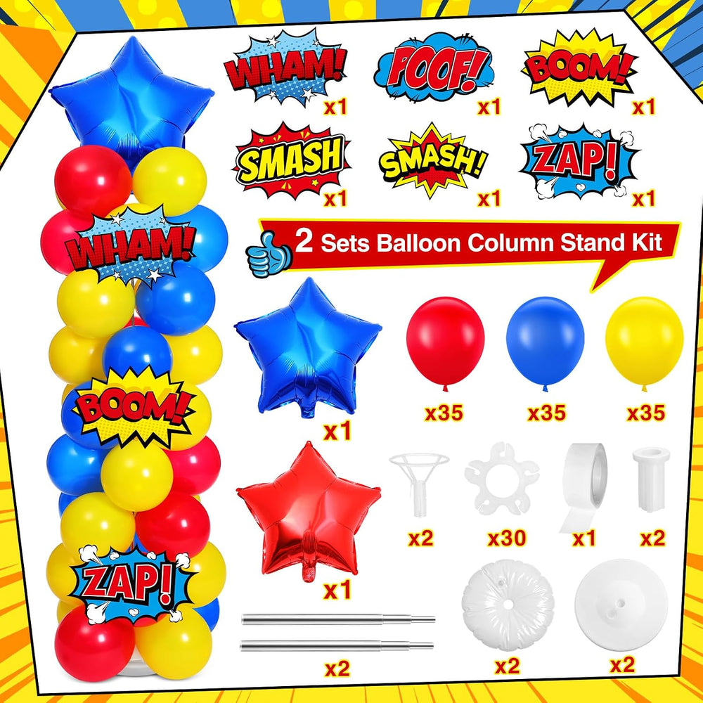 Realspring 2 Set Hero Themed Party Decoration Hero Balloon Column Stand Kit