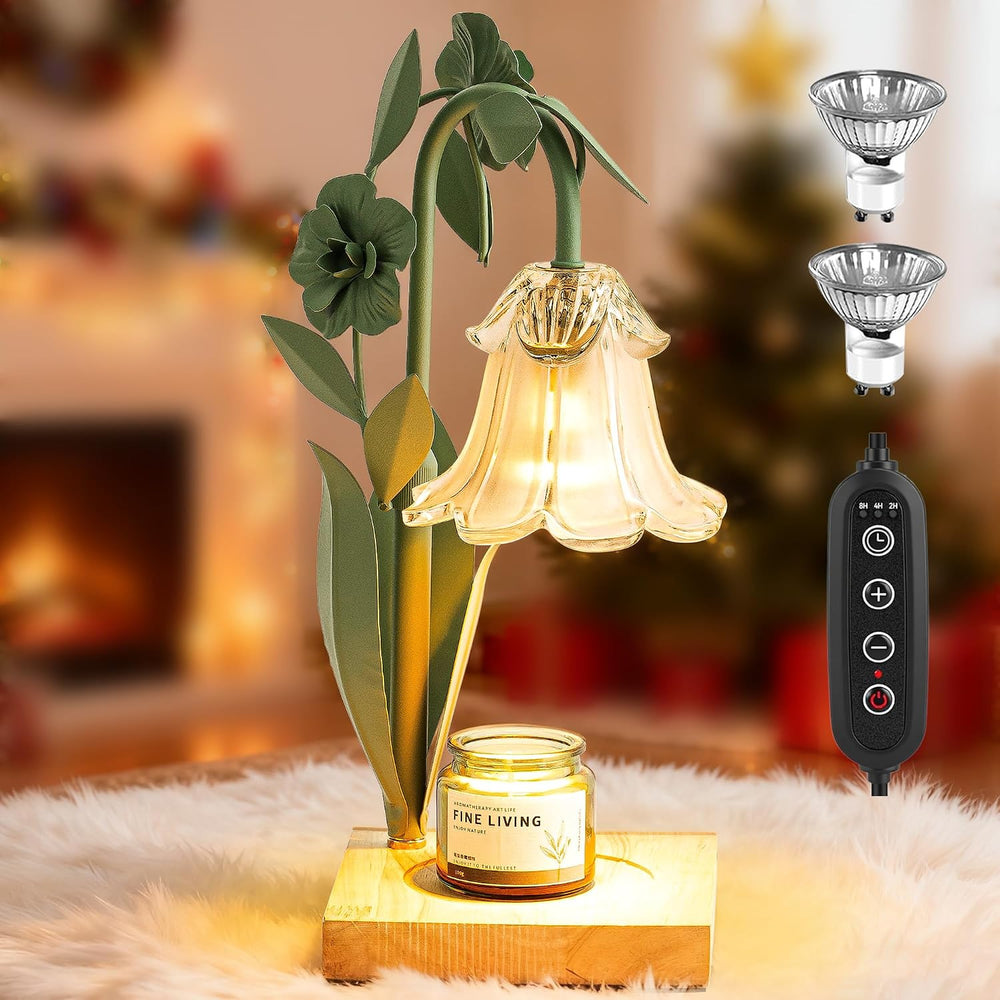 Candle Warmer Lamp with Timer Dimmer, Adjustable Height Flower Candle Lamp Wa...