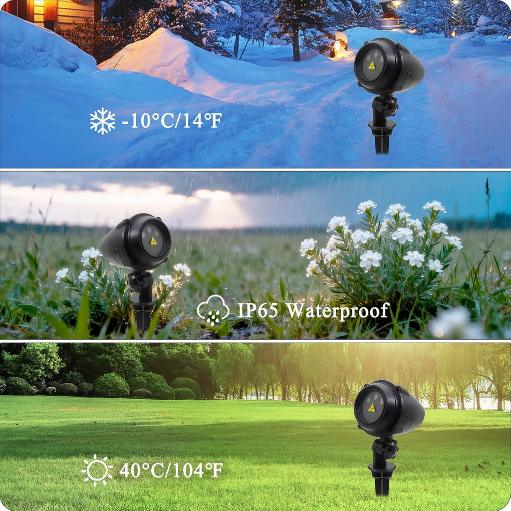 CAIYUE Outdoor Christmas Projector, Three Color RGB Waterproof Projector