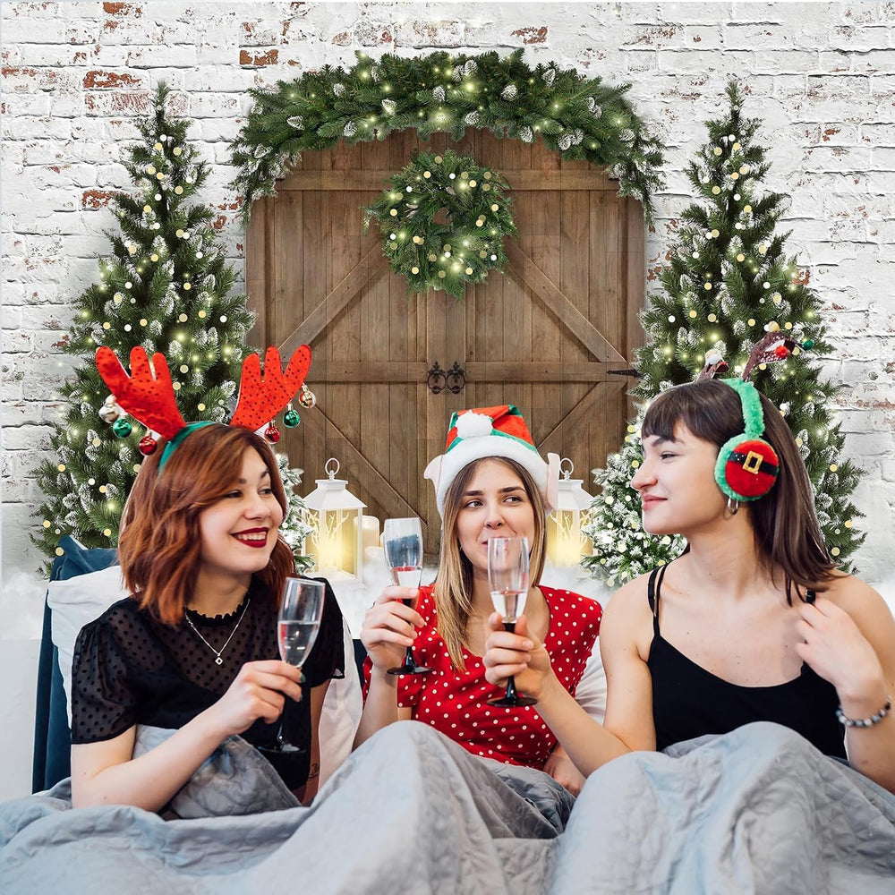 Mocsicka Christmas Wood House Photography Backdrop 12x10ft