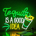 Tequila Is A good Idea Neon Sign LED Tequila Light Up Sign for Wall Decor Dimmable USB Tequila Neon Light Signs for Beer Bar Home Party Music Festival Man Cave Restaurant