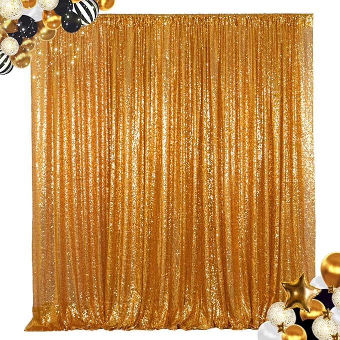 ShinyBeauty Sequin Backdrop 10FTx10FT Gold Photo Backdrop for Birthday Party Sparkle Backdrop Curtain for Photograph Gold Shimmer Backddrop Curtain Glitter Backdrop Curtain Shimmer Background