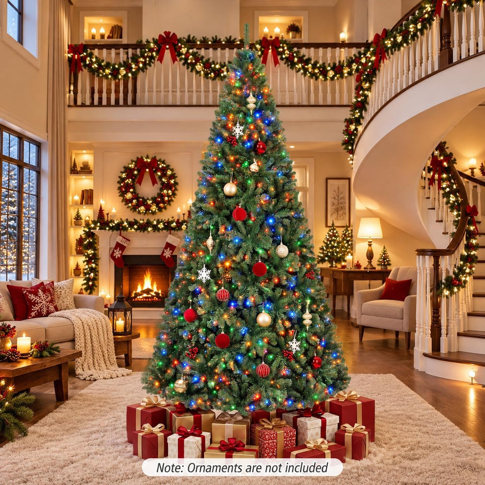 COSTWAY 8FT Pre-lit Artificial Christmas Tree w/750 LED Lights, Easy Setup