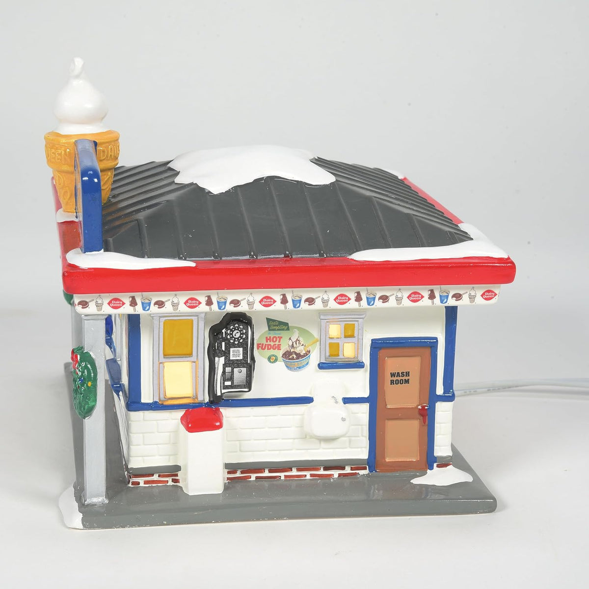 Department 56 Original Snow Village Dairy Queen Ice Cream Shop Lit Building, 5.63 Inch, Multicolor