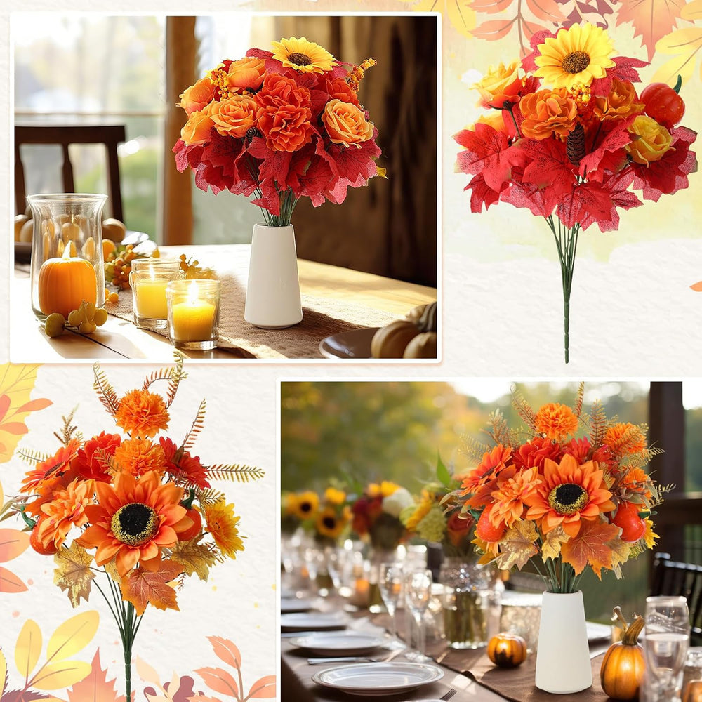 4 Bundles 14.6" Thanksgiving Cemetery Flowers, Sunflower Style