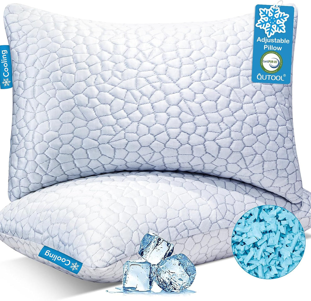 QUTOOL Cooling Pillow for Sleeping, CertiPUR-US Shredded Memory Foam Queen Pi...