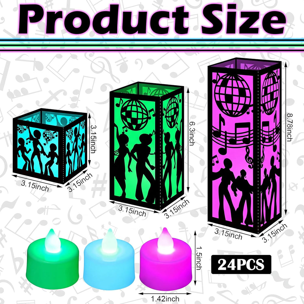 Rossesay 24 Pcs Disco Lantern Table Centerpiece for 70s Music Party Decor