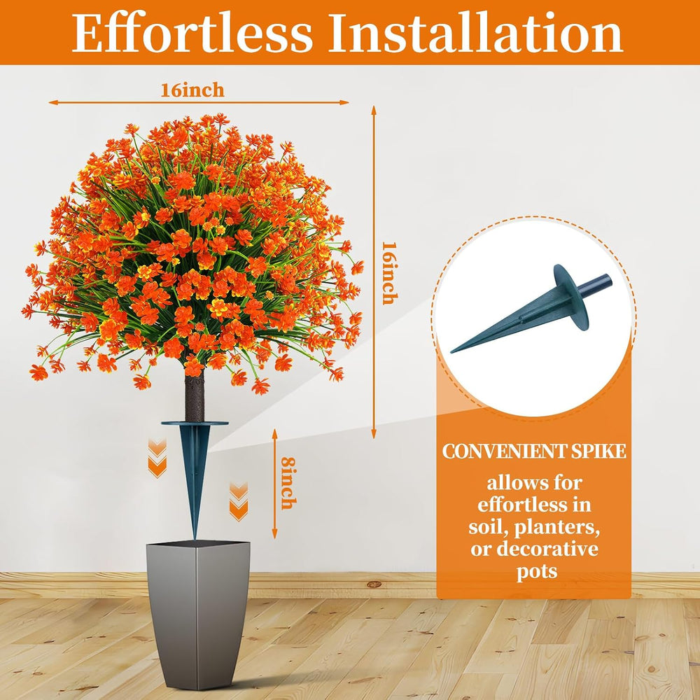 2 Pack Fall Artificial Flower Topiary Balls with Ground Spike