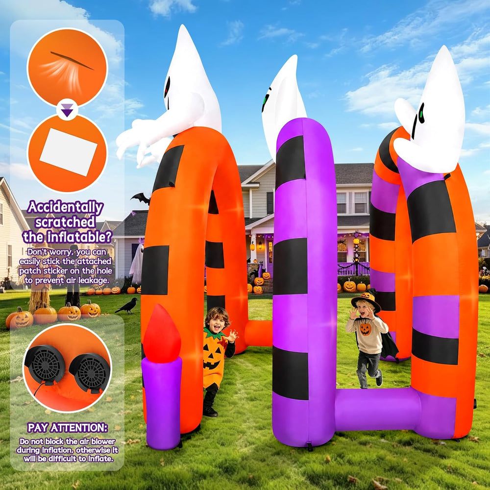 Kalolary 10FT Halloween Inflatable Arch Ghost Inflatable Tunnel with Candle