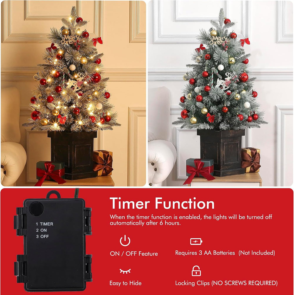 GAOMON 2Set 3FT Prelit Christmas Tree, Artificial Tree with Vintage Base