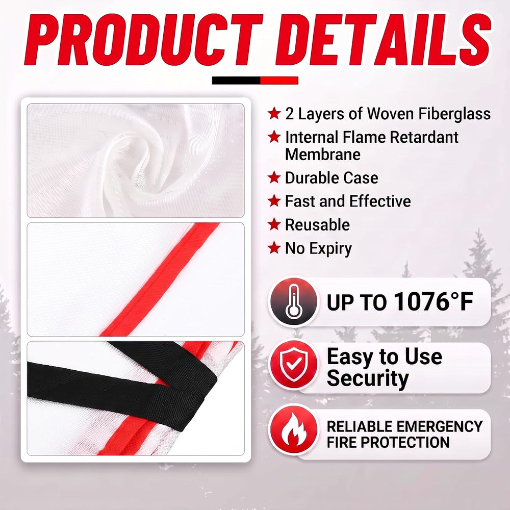 Copkim 30 Pcs Fire Blankets Emergency for Home and Kitchen, Gloves, Hooks