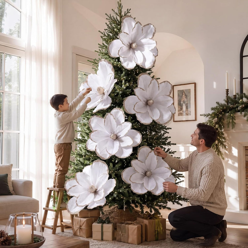 thiccywoov 8 pack large 20'' christmas velvet magnolia on a desk or shelf