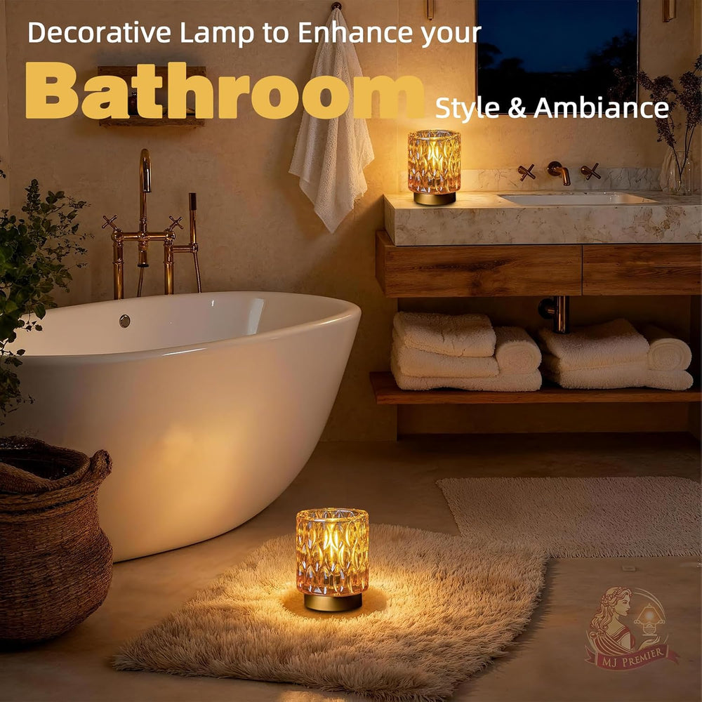 Battery Operated Table Lamp Timer, Small Cordless Lamps Decorative, 2 Amber