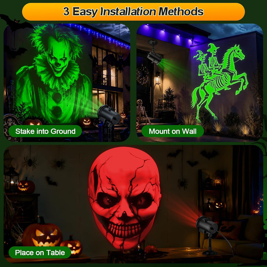 12-in-1 halloween projector lights, outdoor dynamic halloween projector, close-up detail