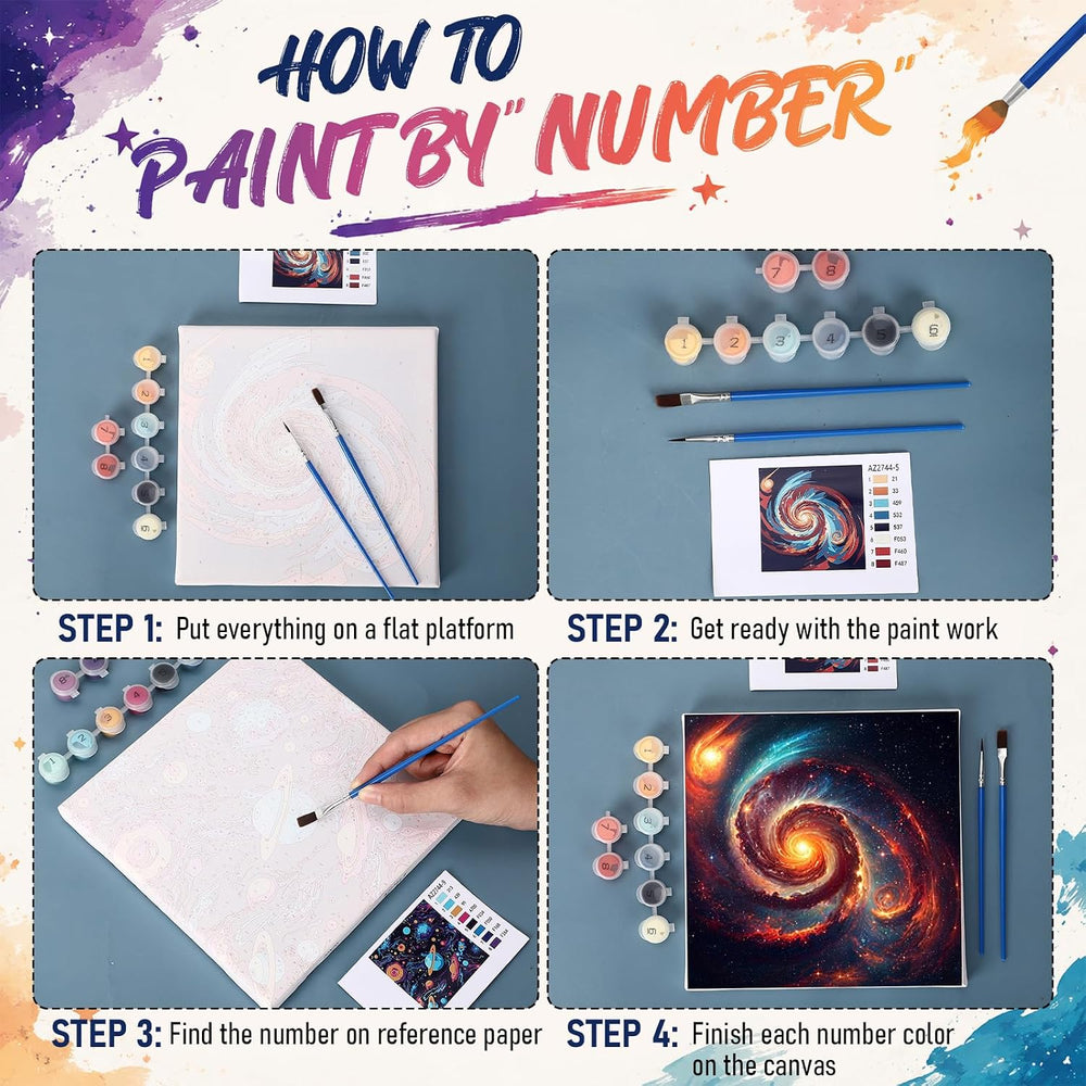 Nezyo 12 Sets Paint by Numbers for Adults with Frame, 8x8 Inch Canvas