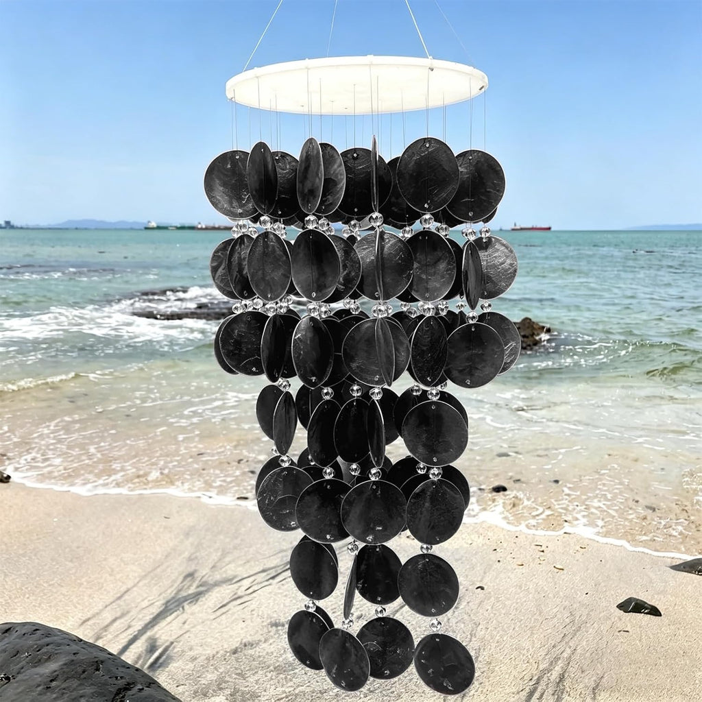 m meterxity 150-pack round capiz sea shells, 2 showing dimensions
