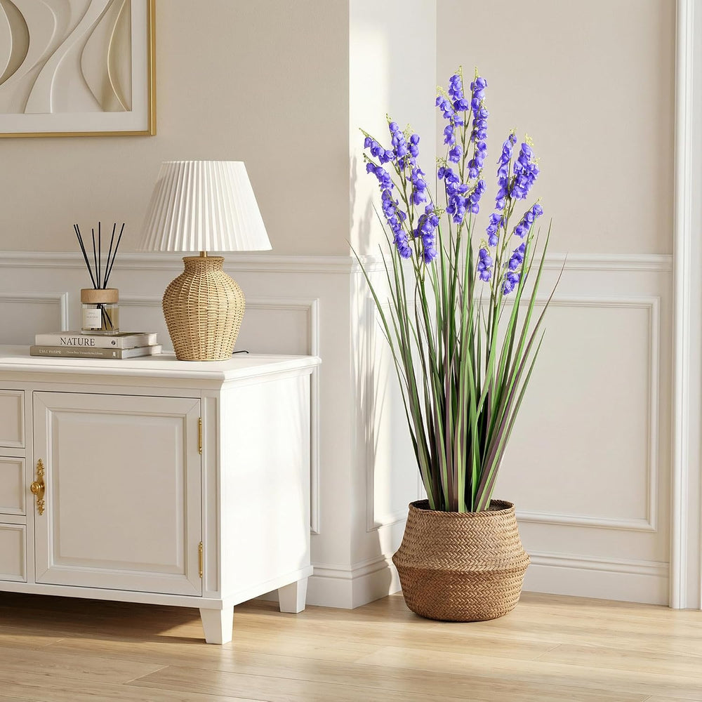 36-inch Artificial Grass Plant with Pot, Lavender Purple Artificial Flowers, ...