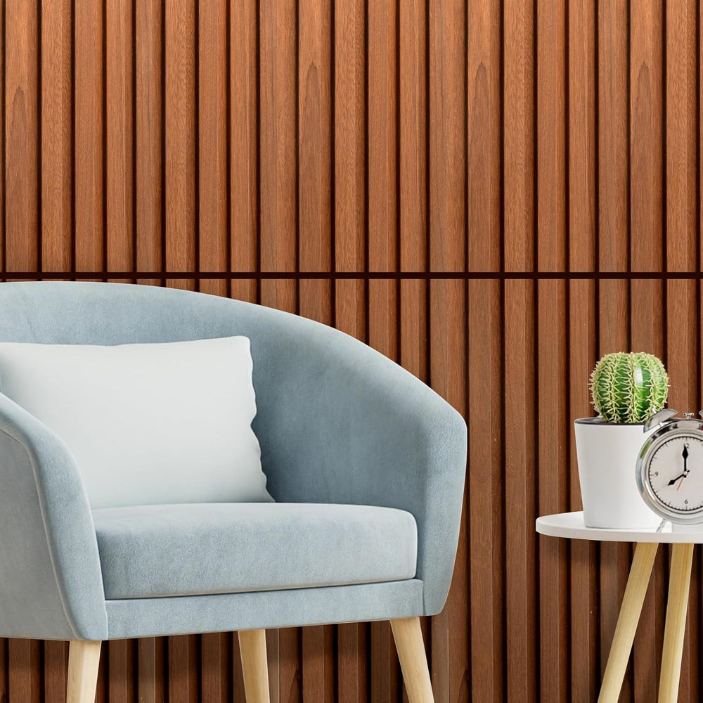 Art3d 48 x 6 Inch WPC Wood Slat Wall Panels, 3D Wall Accents, 16-Pack, Teak