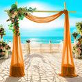 MDS Halloween Chiffon Draping Fabric - 2 Panel, 30" Wide x 30ft Long - Sheer Spooky Arbor & Canopy Drapery for Haunted House Backdrops, Party Ceilings, DIY Costumes & Themed Events - Orange (Pack of 2)