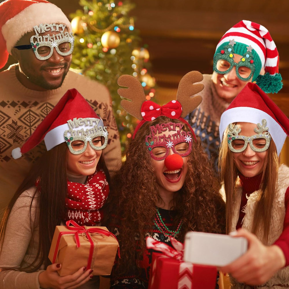 Viorawhite 19 Pcs Christmas Photo Booth Props, Xmas Party Accessories
