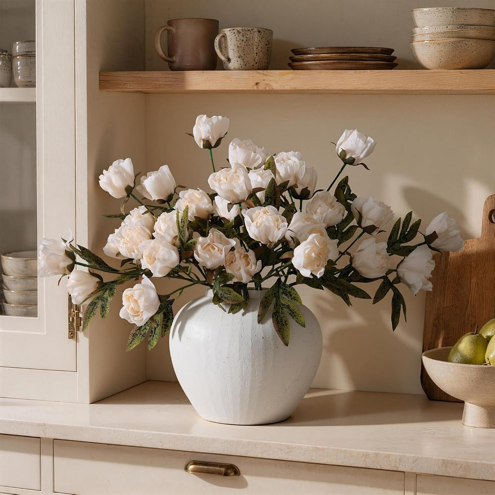 8 Pcs Peony Artificial Flowers, 18" Faux Silk Peonies for Indoor Vase