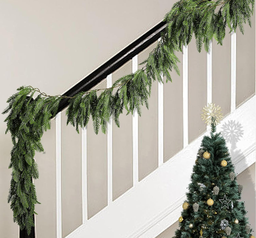 2 Pcs Christmas Norfolk Pine Garland, 6Ft Artificial Pines Greenery Garland