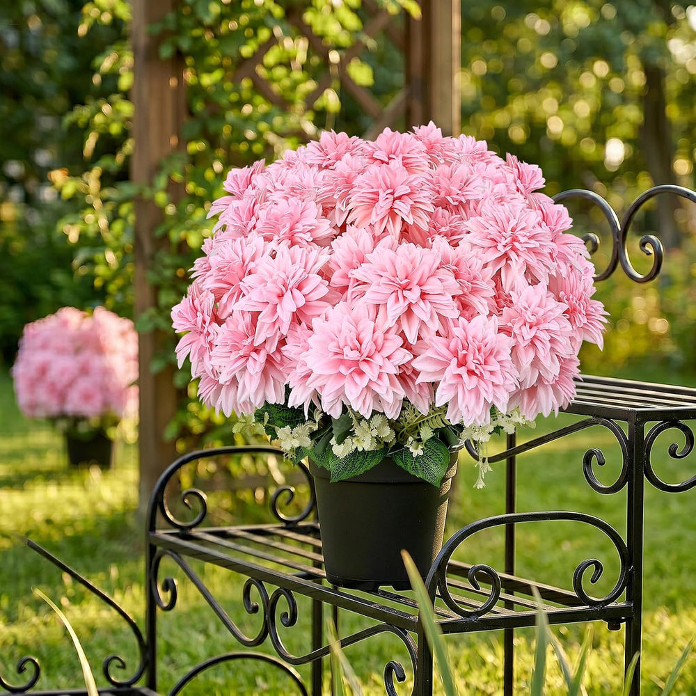 2 Pack 18'' Pink Dahlia Artificial Flowers Potted