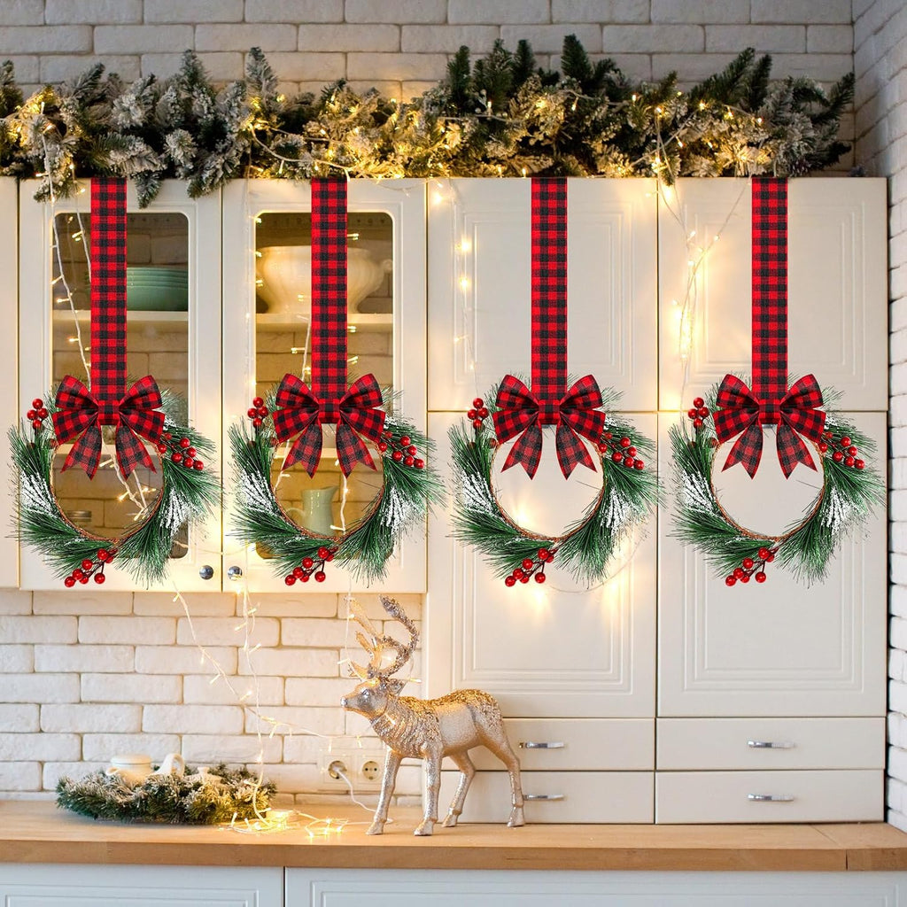 crowye 12 pcs small mini christmas cabinets wreaths showing dimensions