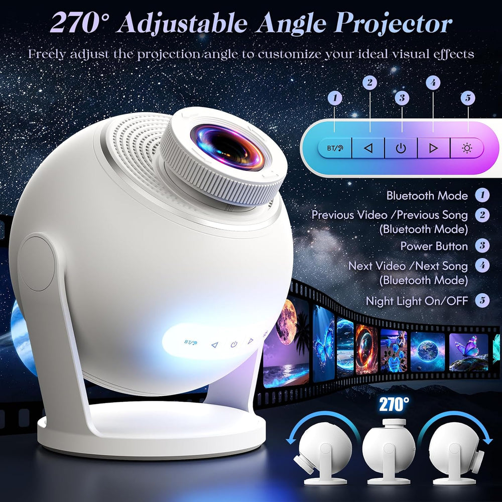 3D Galaxy Projector, 60 HD Dynamic Scenes, Star Light Projector for Home